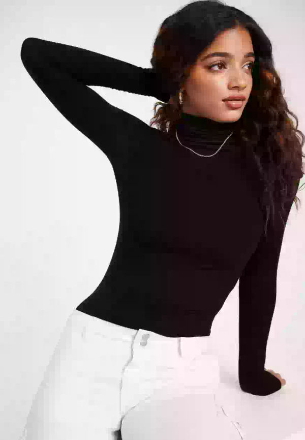Only Onlsille Roll Neck Top Jrs Noos Polotröjor Black