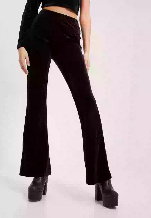 Only Onlsmooth Velvet Pants Jrs Utsvängda byxor Black