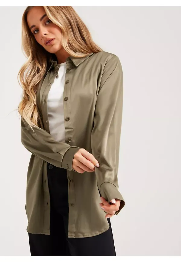 Only Onlvictoria Ls Loose Satin Shirt No Satinblusar Brindle