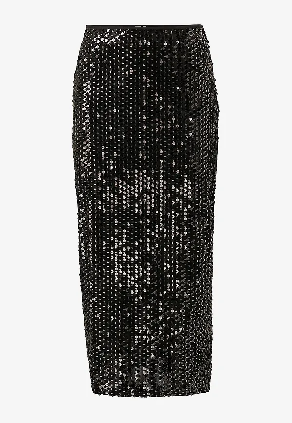 Only - Paljettkjol onlLucy Long Skirt Wvn - Svart