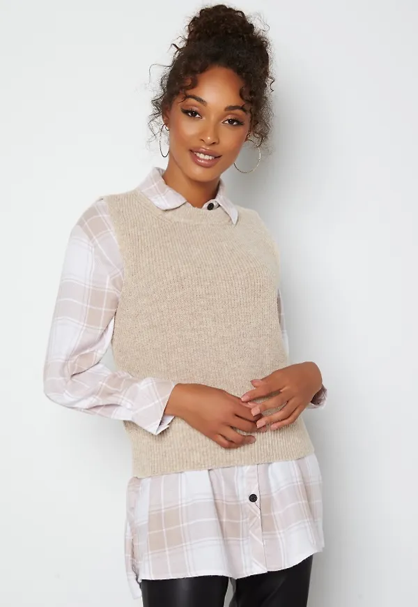 ONLY Paris Life Vest Knit Pumice Stone S