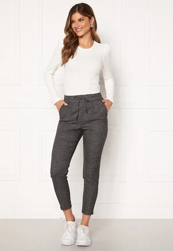 ONLY Poptrash Soft Check Pant Black/Cloud Dancer XS/34
