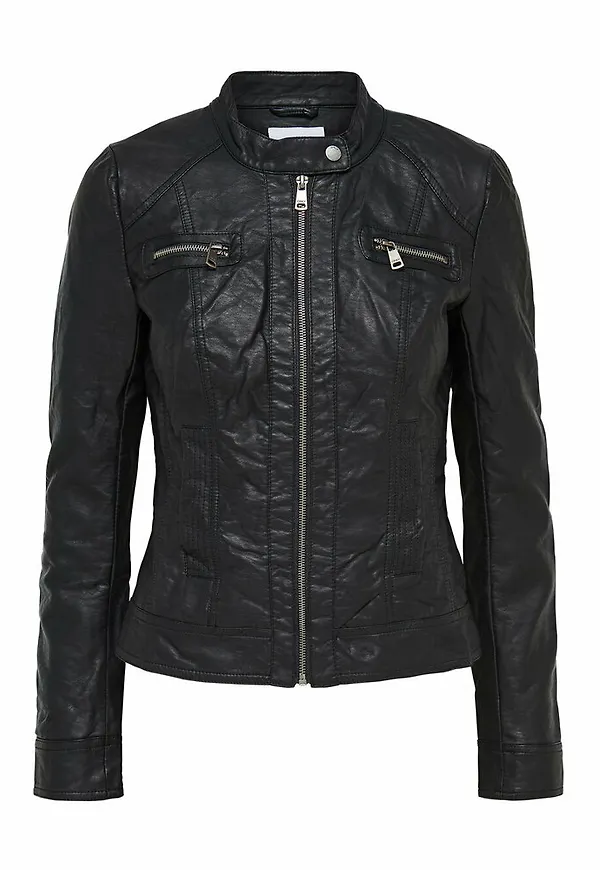 Only PU-Jacket Zip Svart, Dam