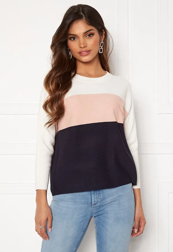 ONLY Regitze 3/4 Pullover Knt Cloud Dancer/Stripes S