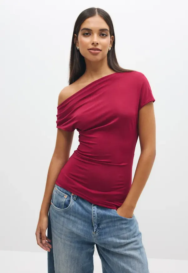 Only - Röd - Onlaria S/L Assymetric Top Jrs