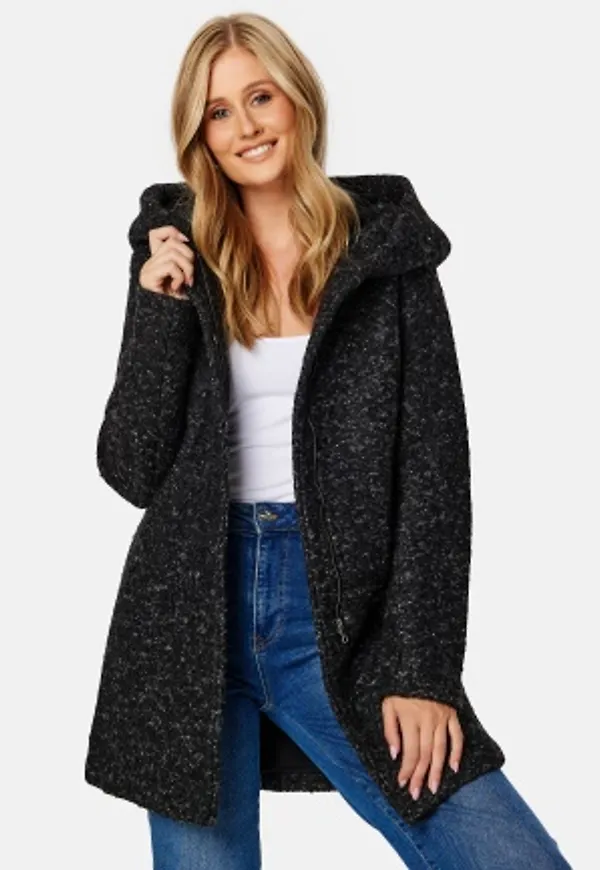 ONLY Sedona Boucle Wool Coat Black Detail:Melange L