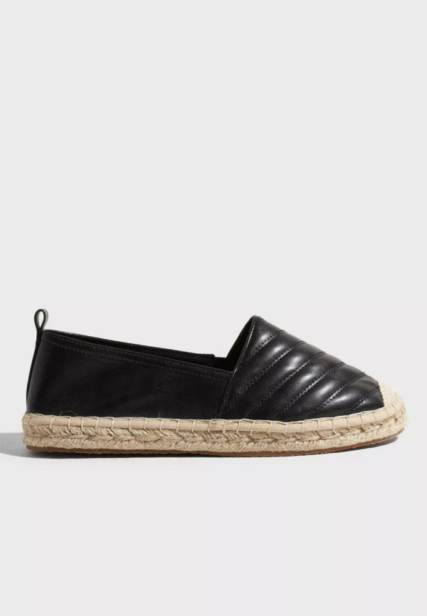 Only Shoes - Espadrillos - Black - Onlkoppa-2 Pu Quilted Espadrilles - Flats & Lågskor