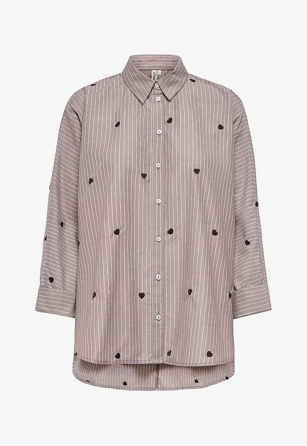 Only - Skjorta onlNew Lina Grace Str Emb Shirt Wvn - Brun