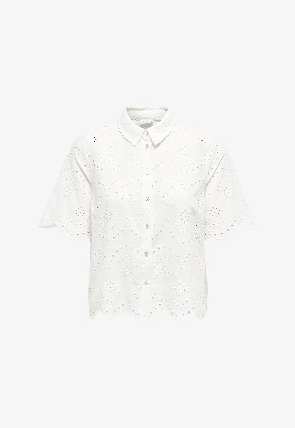 Only - Skjorta onlValais S/S Shirt Wvn - Vit