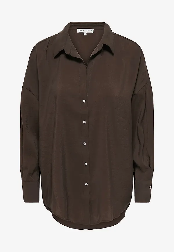 Only - Skjorta onlZazima L/S Loose Shirt Wvn - Brun