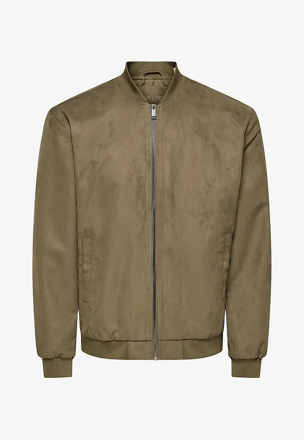 ONLY & SONS - Bomberjacka Onslucas Fake Suede - Natur