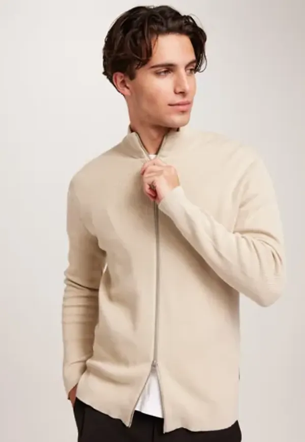 Only & Sons Onsphil Reg 12 Struc Card Knit Noos Tröjor med dragkedja Beige