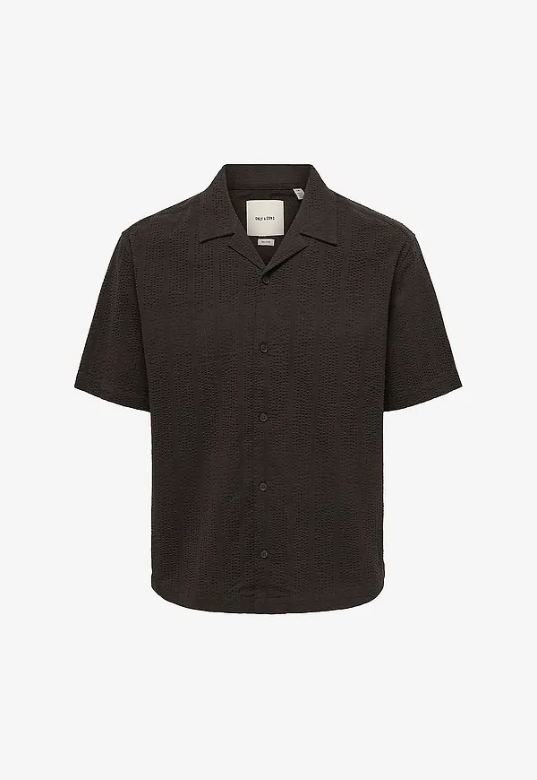ONLY & SONS - Skjorta onsCruz Rlx Seersucker Resort SS SH - Svart