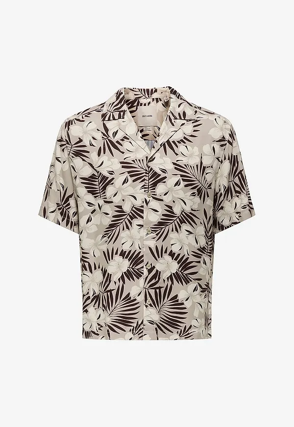 ONLY & SONS - Skjorta onsDash Life Reg Aop SS 001 Resort - Brun