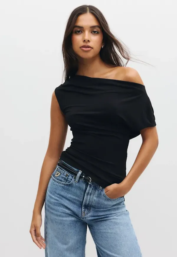 Only - Svart - Onlaria S/L Assymetric Top Jrs