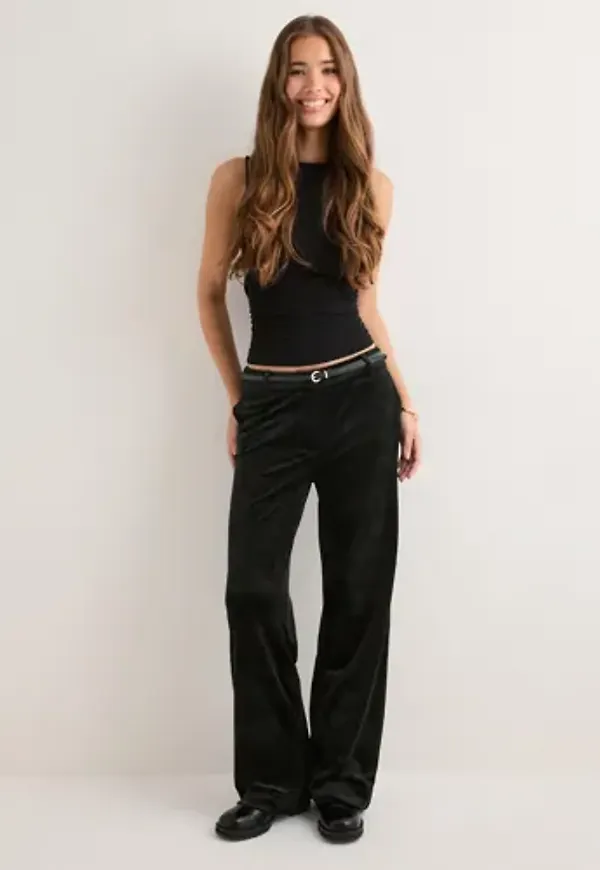 Only - Svart - Onlkayle-Elsy Straight Velvet Pant