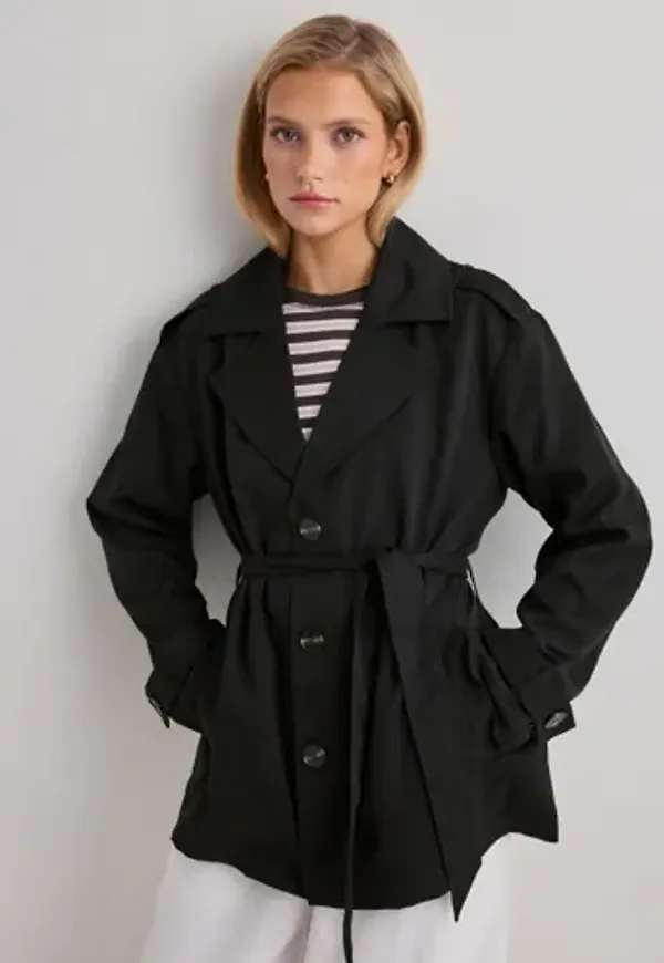 Only - Svart - Onlline Short Trenchcoat Otw