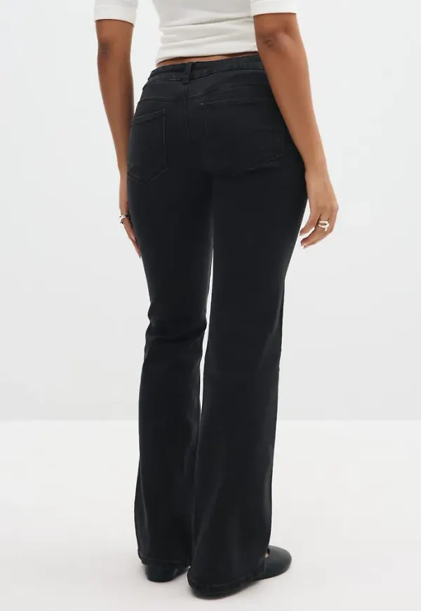 Only - Svart - Onllola Super Low Waist Flared Pim