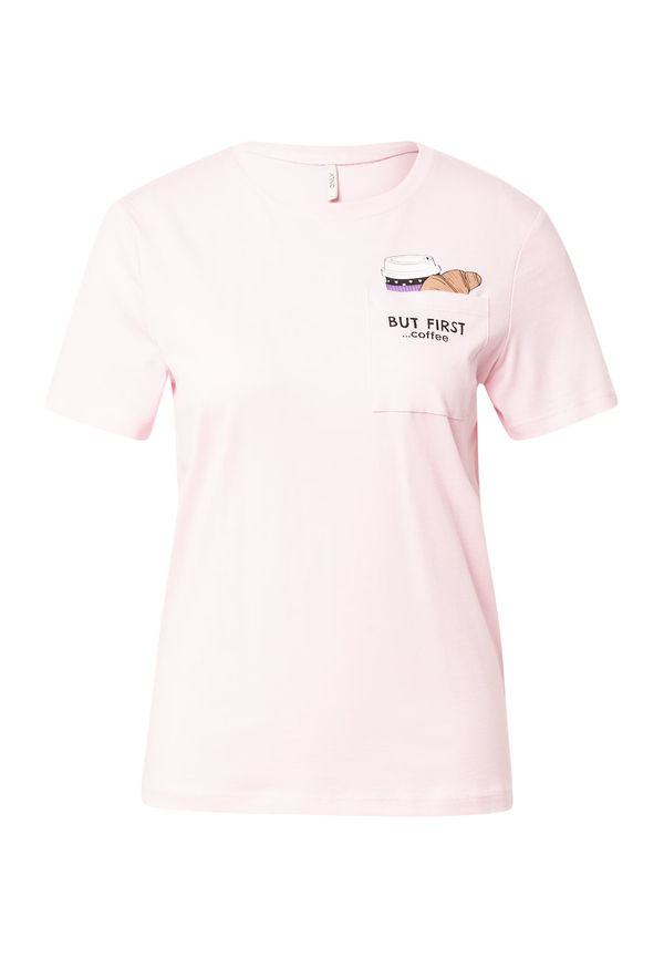 ONLY T-shirt 'FREJA' ljusbrun / pastelllila / svart / vit
