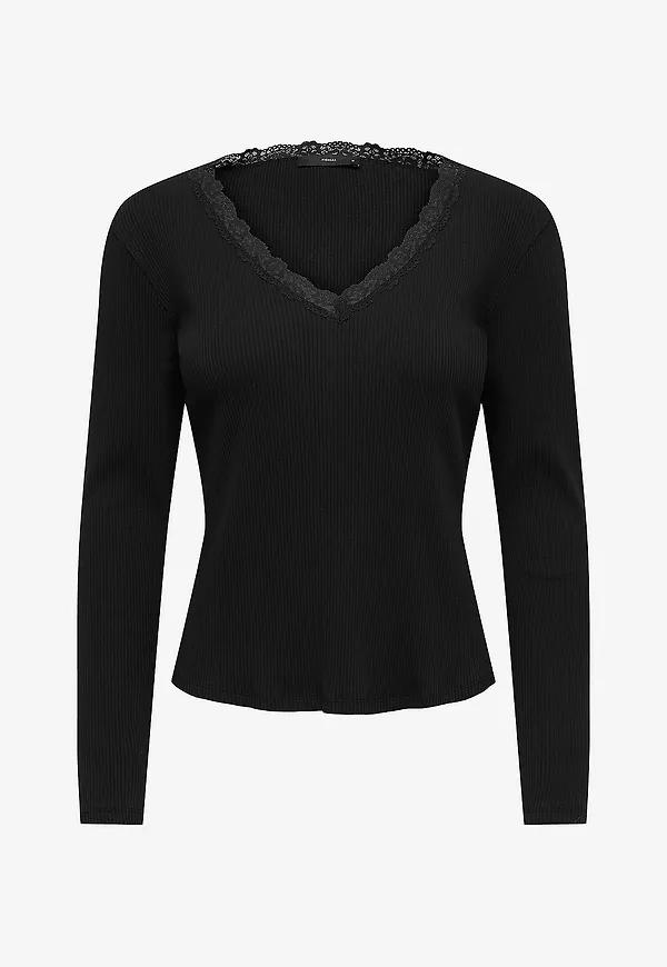 Only - Topp Onlsara Sharai L/S V-Neck Top Jrs - Svart