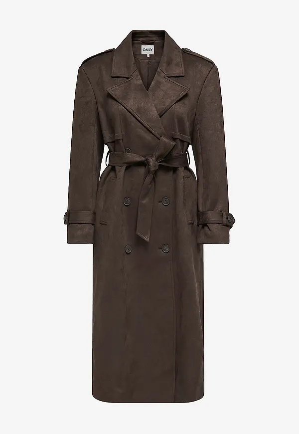 Only - Trenchcoat Onlina Long Faux Suede - Natur