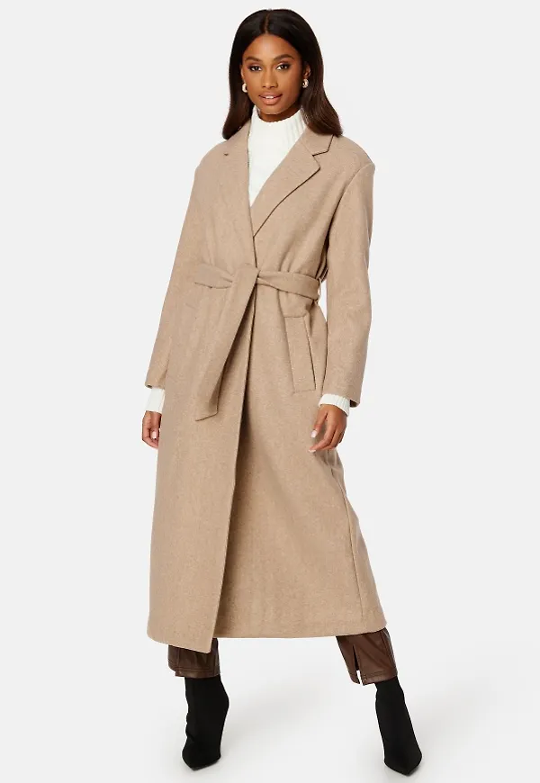 ONLY Trillion Belt X-Long Coatigan Mocha Meringue Melan M