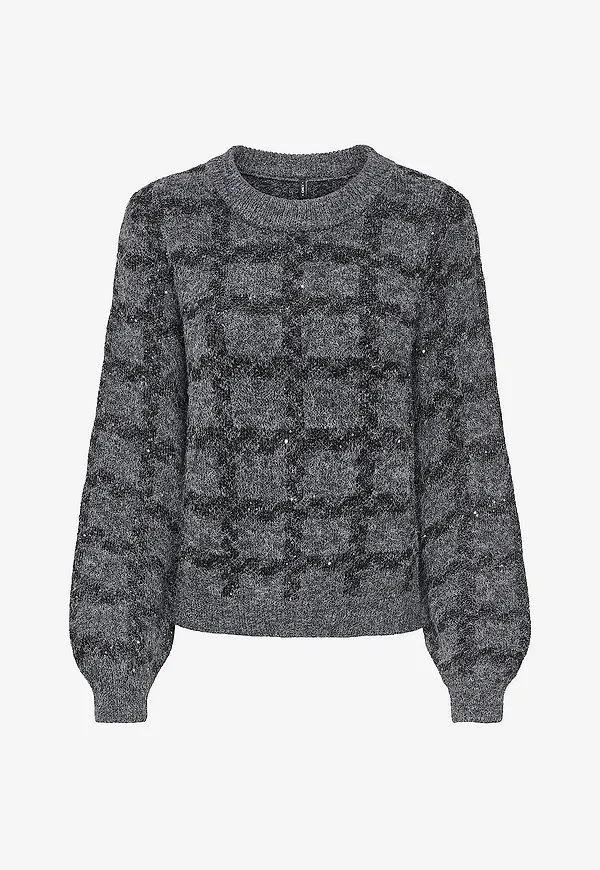 Only - Tröja Onldoffa Ls O-Neck Glitter Knt - Grå