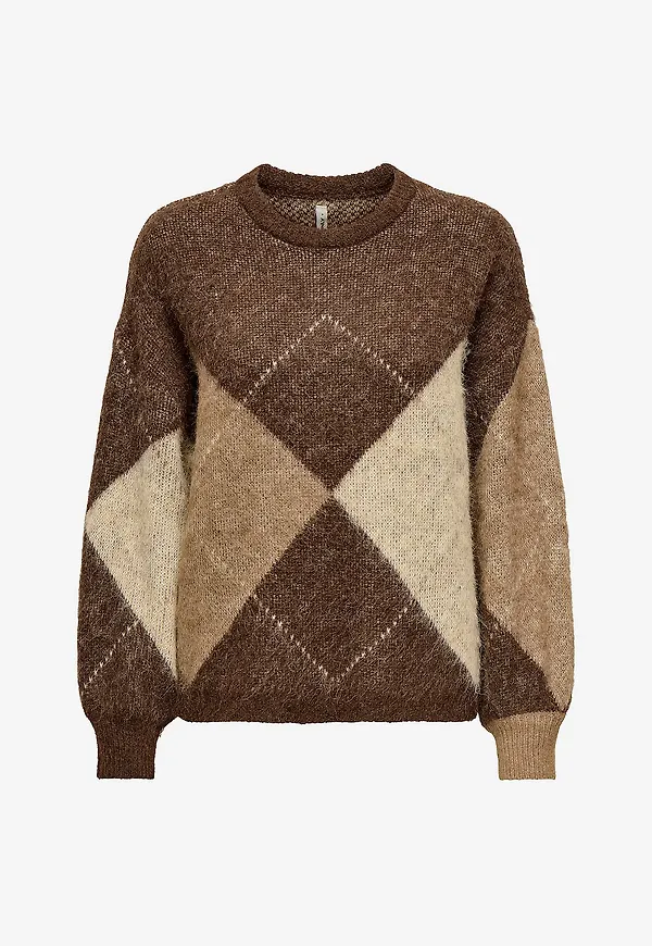 Only - Tröja Onlnoeme Life Ls Jq O-Neckknt - Brun