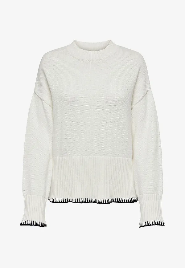 Only - Tröja onlQueenie LS Contrast Knt - Beige
