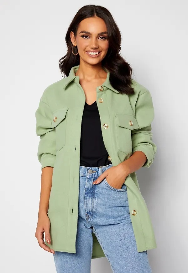 ONLY Valentina L/S Check Shacket Desert Sage L