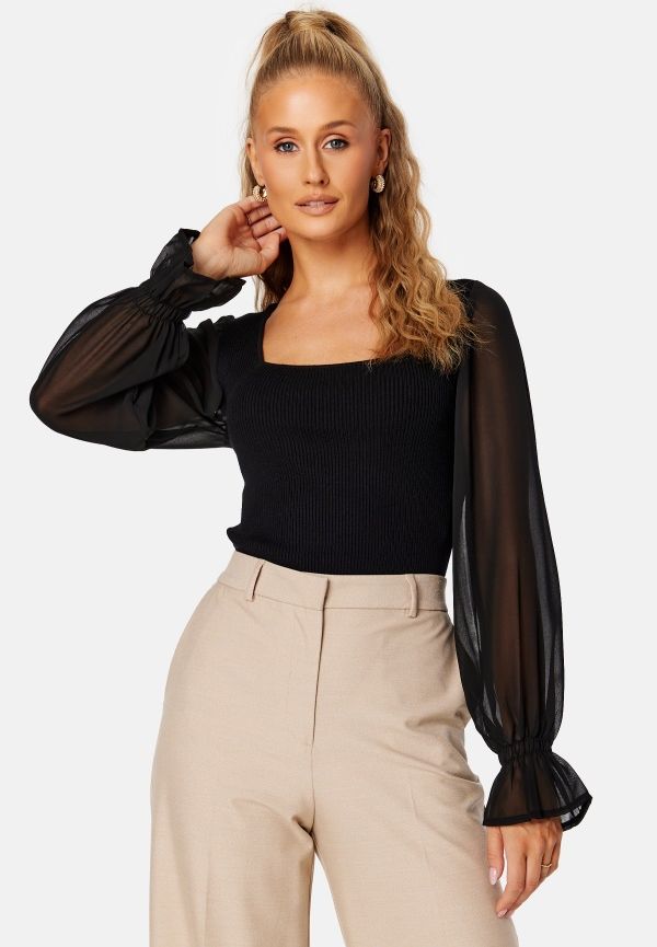 ONLY Violetta L/S Square Pullover Black Detail:W.DTM W L