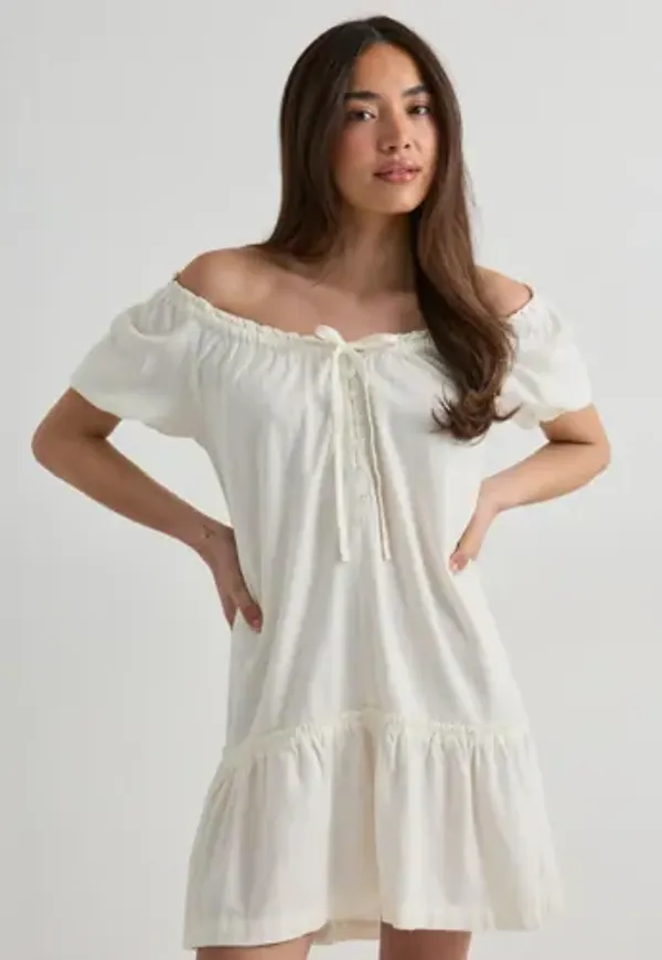Only - Vit - Onlgoa Ss Linen Short Dress Cc Pnt – Nelly