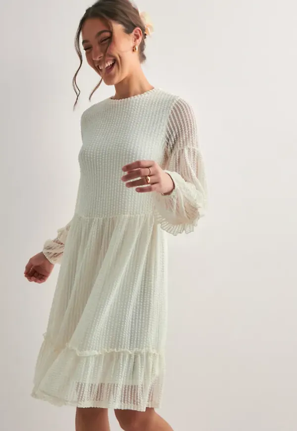 Only - Vit - Onlnaja L/S Baloon Dress Cs Jrs – Nelly