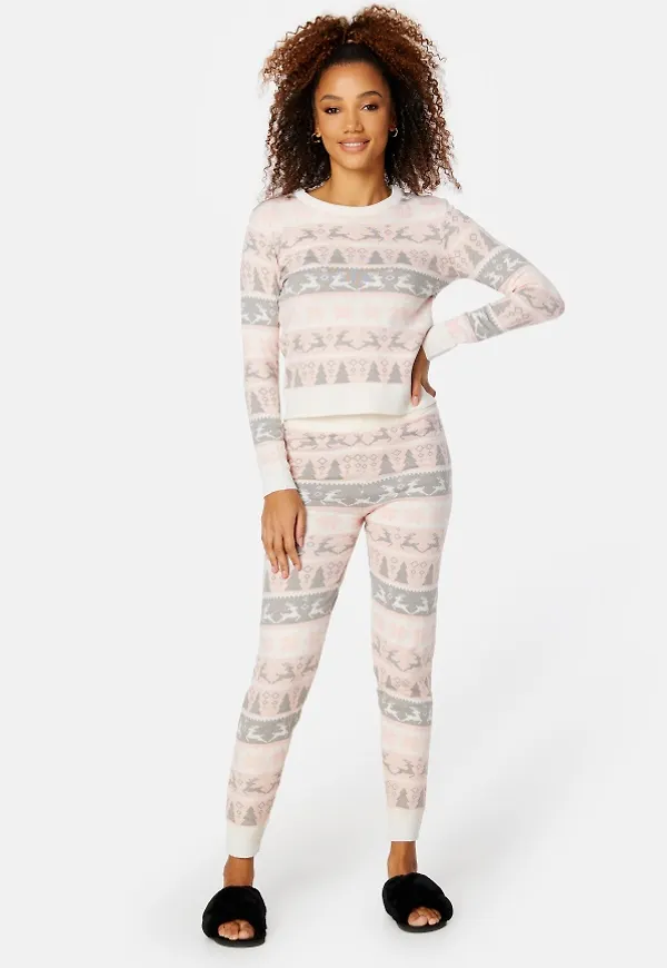 ONLY Xmas Comfy Deer Pant Crystal Pink Pattern L