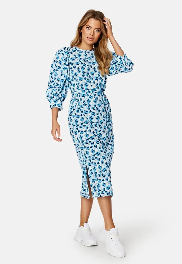 ONLY Zoe Flower 3/4 Puff Calf Dress Blue Aster AOP:FLOWE M