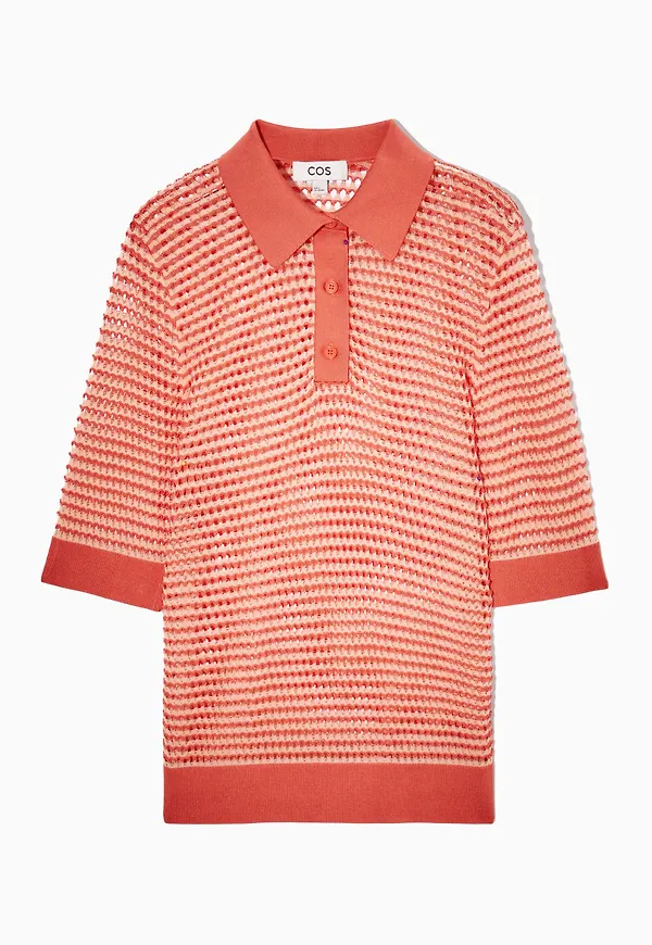 OPEN-KNIT POLO SHIRT