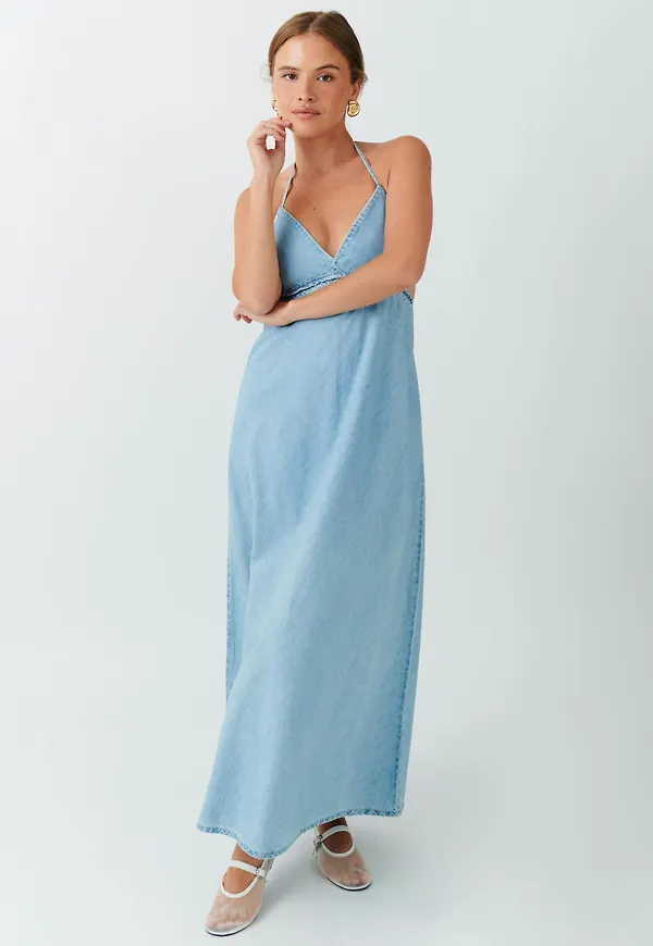 Open back denim dress