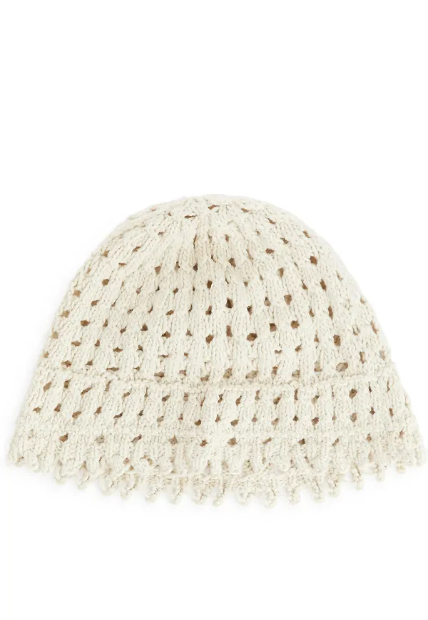 Open-Knit Hat - White