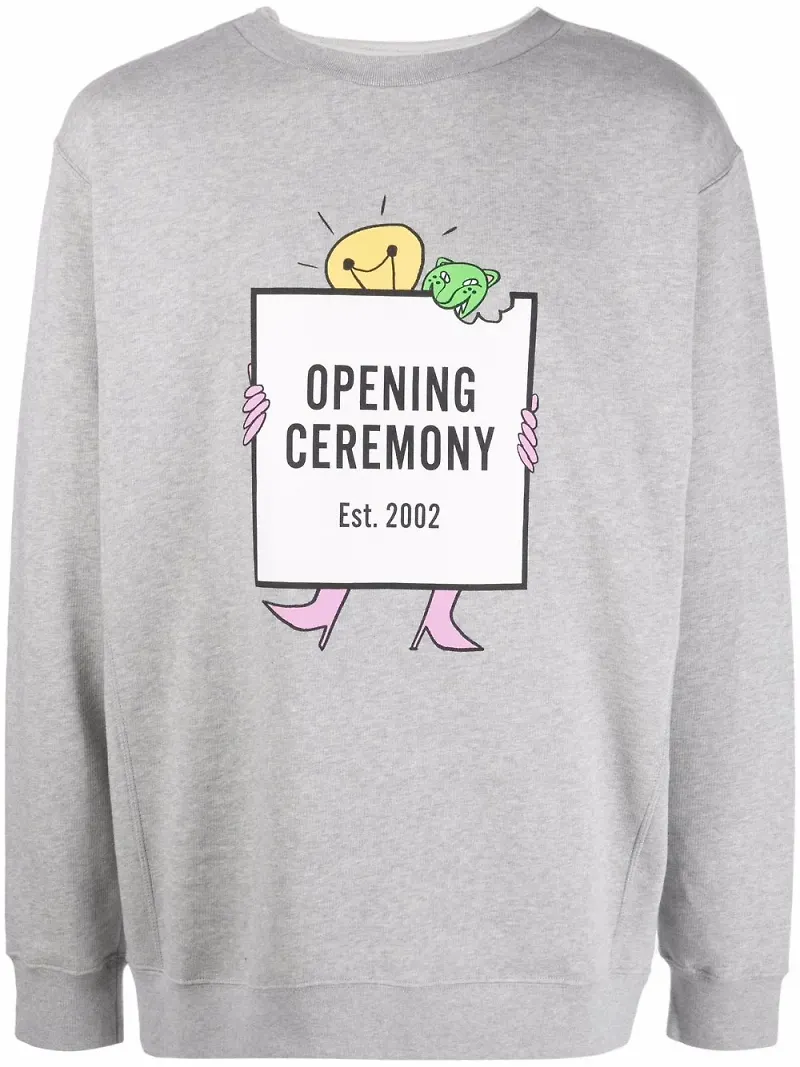 Opening Ceremony hoodie med logotyp - Grå