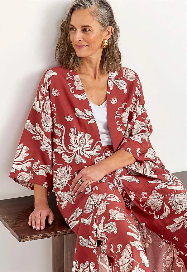 Öppen kaftan med fickor