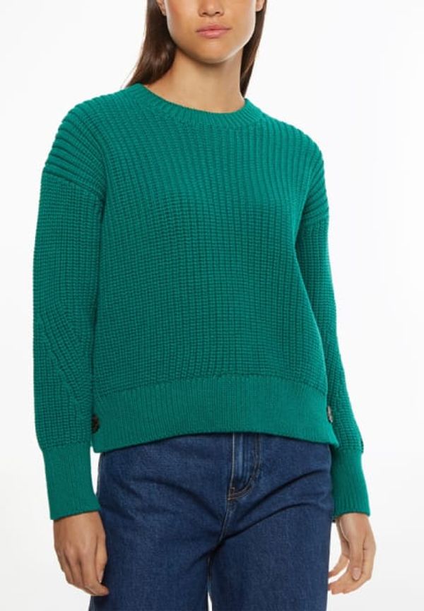 Org Cotton Button C-nk Sweater