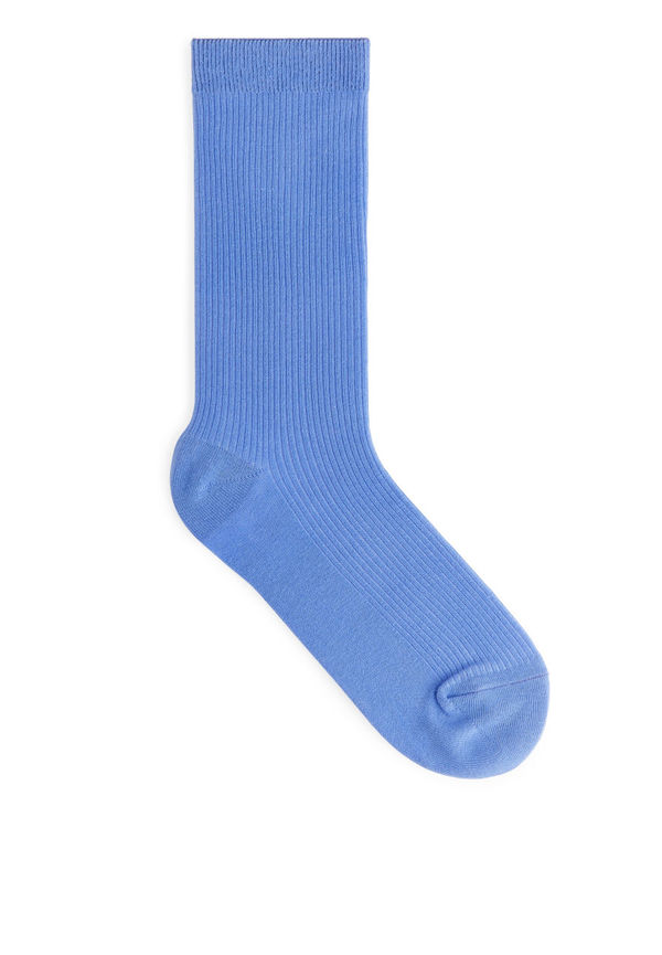 Organic Cotton Rib Socks - Blue