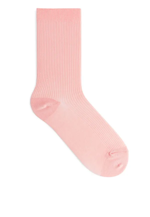 Organic Cotton Rib Socks - Pink