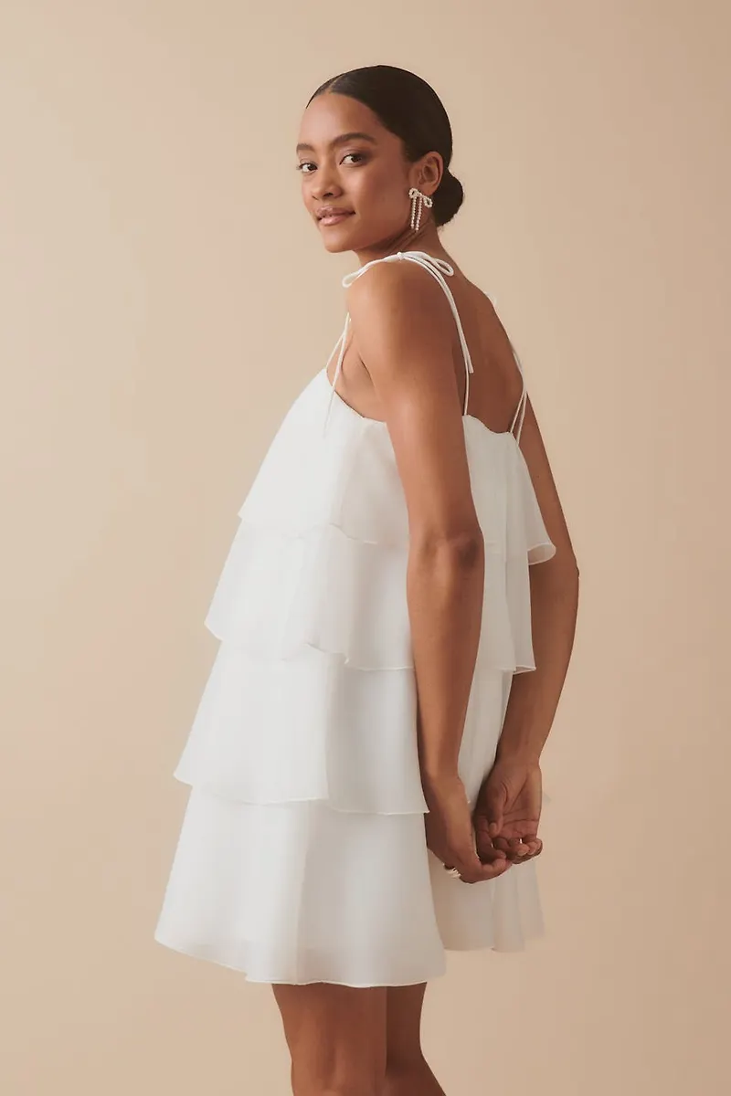 Organza frill mini dress