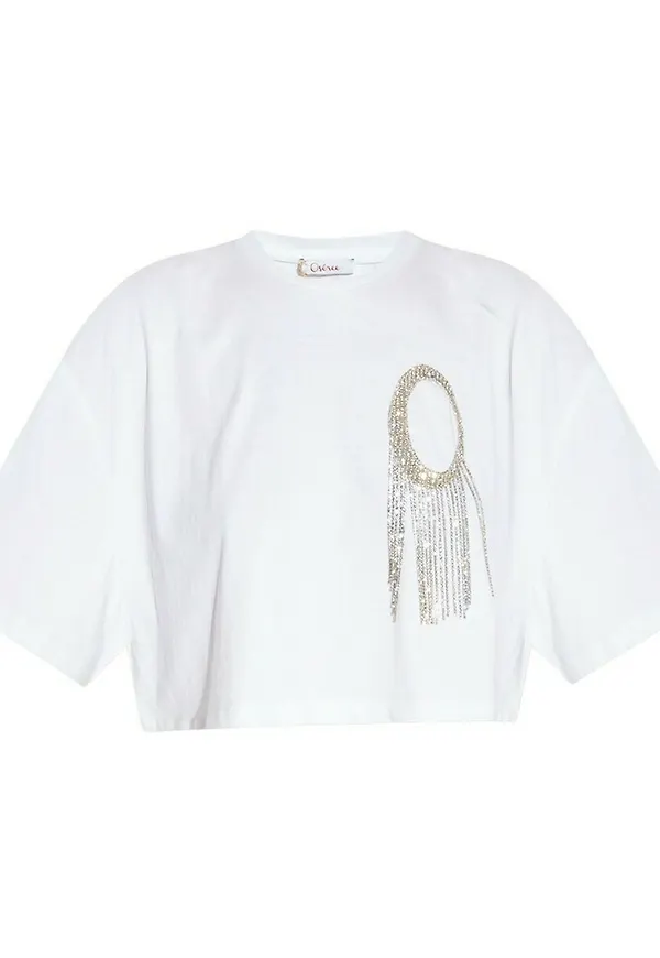 Oseree Cropped T-shirt Vit, Dam