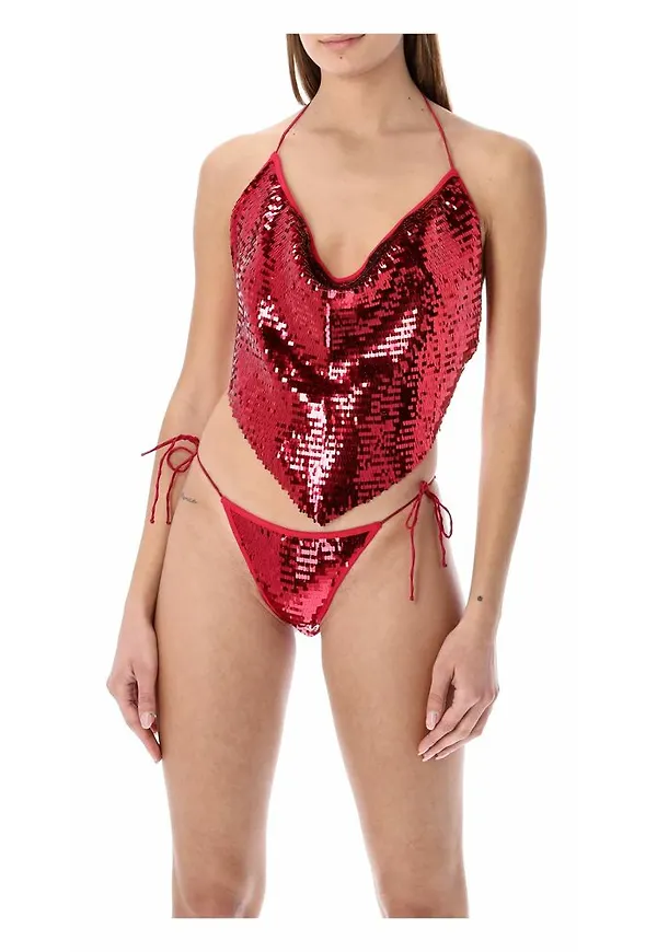 Oseree Swimwear Pbs227Sequin Röd, Dam