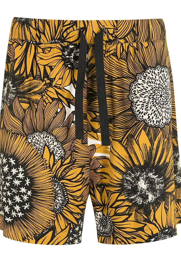 Osklen blommiga mjukisshorts - Gul