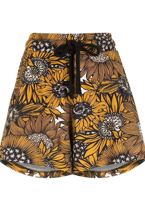 Osklen blommiga shorts - Gul