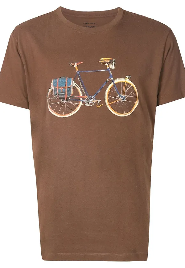 Osklen t-shirt med cykeltryck - Brun