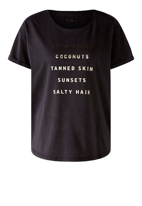 OUI T-shirt guld / svart